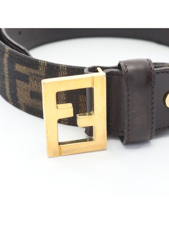 Fendi Belt Zucca Gold Canvas Leather main image 4